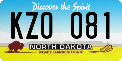 ND license plate KZO081
