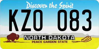ND license plate KZO083