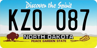 ND license plate KZO087