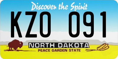 ND license plate KZO091