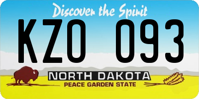 ND license plate KZO093