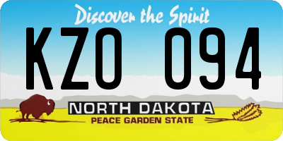 ND license plate KZO094