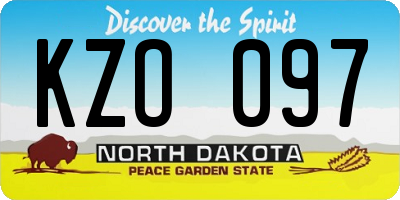 ND license plate KZO097