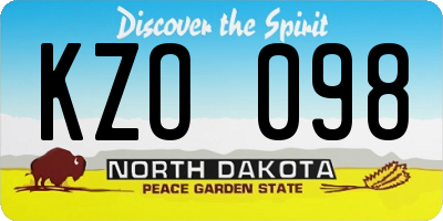 ND license plate KZO098