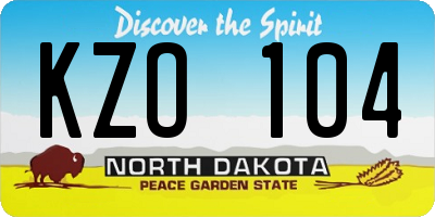 ND license plate KZO104