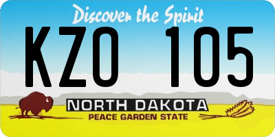 ND license plate KZO105