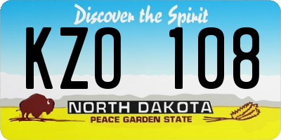ND license plate KZO108