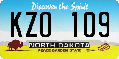 ND license plate KZO109