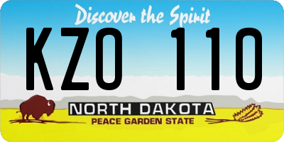 ND license plate KZO110