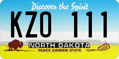 ND license plate KZO111