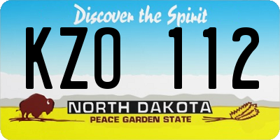 ND license plate KZO112