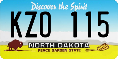 ND license plate KZO115