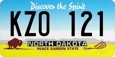 ND license plate KZO121