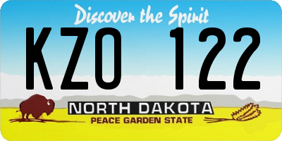 ND license plate KZO122