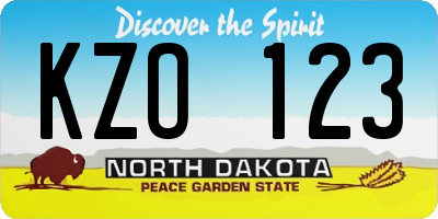 ND license plate KZO123