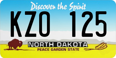 ND license plate KZO125