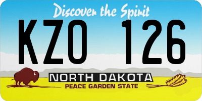 ND license plate KZO126