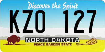 ND license plate KZO127