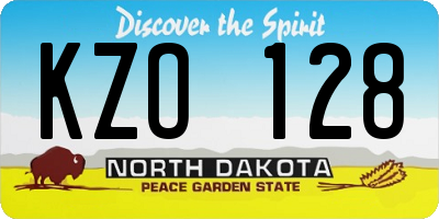 ND license plate KZO128