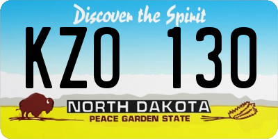 ND license plate KZO130