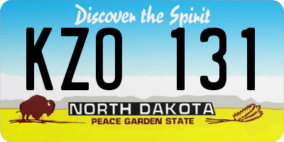 ND license plate KZO131