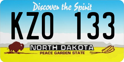 ND license plate KZO133