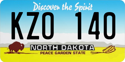 ND license plate KZO140