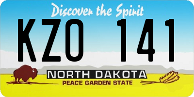 ND license plate KZO141