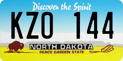 ND license plate KZO144
