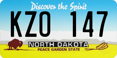 ND license plate KZO147