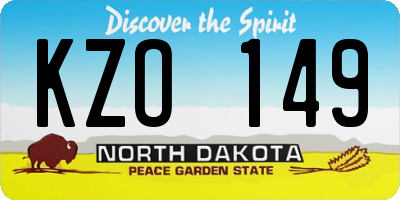 ND license plate KZO149