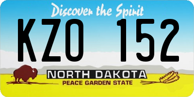 ND license plate KZO152