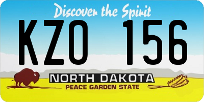 ND license plate KZO156