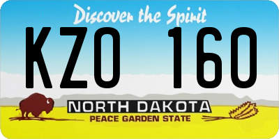 ND license plate KZO160