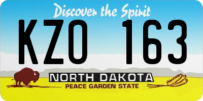ND license plate KZO163