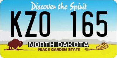 ND license plate KZO165