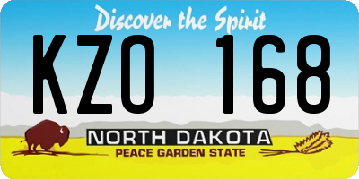 ND license plate KZO168