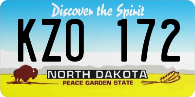 ND license plate KZO172