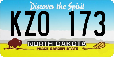 ND license plate KZO173