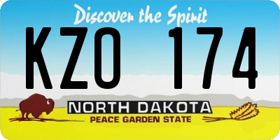 ND license plate KZO174