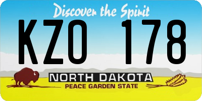 ND license plate KZO178