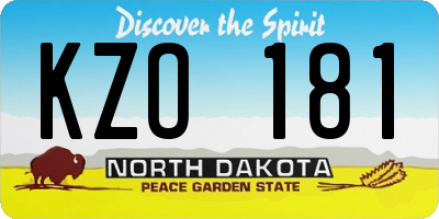 ND license plate KZO181