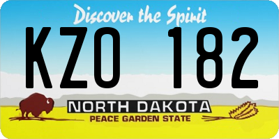 ND license plate KZO182
