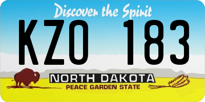 ND license plate KZO183