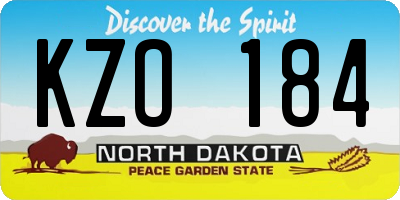 ND license plate KZO184