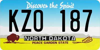 ND license plate KZO187