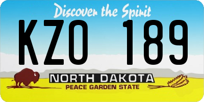 ND license plate KZO189