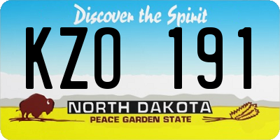 ND license plate KZO191