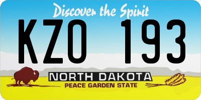 ND license plate KZO193