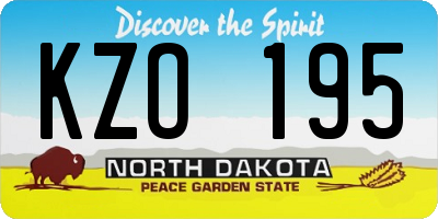 ND license plate KZO195